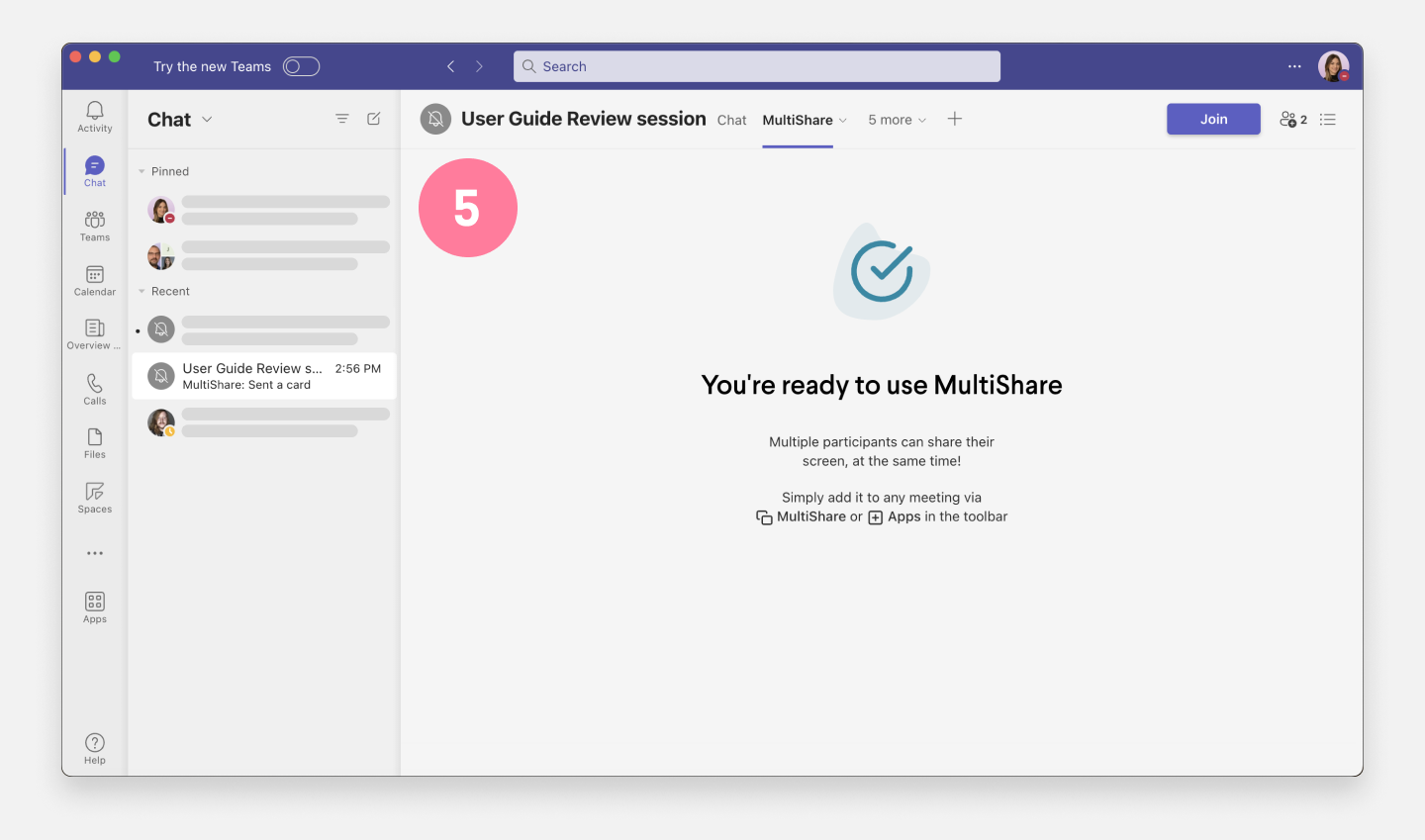 MultiShare success page